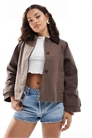 ASOS DESIGN Жакет Petite с контрастным воротником цвета мокко артикул 142086753