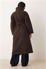 Поясной пальто-миди с воротником-воронкой коричневого цвета артикул 140562556