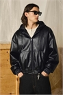 Куртка с капюшоном из искусственной кожи артикул 156278845