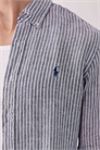 Рубашка из льна в полоску с логотипом артикул 154032108