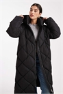 Стеганое пальто-пуховик с капюшоном черного цвета артикул 143262056