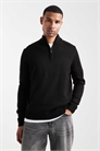 Свитер с четвертью молнии из трикотажа, черный артикул 143483233