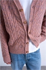 Кардиган свободного кроя с косой вязкой артикул 148707645