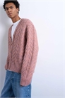 Кардиган свободного кроя с косой вязкой артикул 148707645
