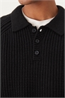 Свитер-поло из плотной вязки из смешанной шерсти с крупной ребристой фактурой артикул 142202054