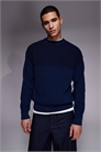 Вязаный свитер Kartney с круглым вырезом, темно-синий артикул 153724778