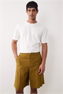 Шорты-костюм Бермуды из смешанного льна цвета хаки артикул 153018265