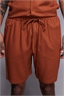 Льняные шорты цвета ржавчины артикул 152859330
