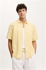 Рубашка из льна с короткими рукавами в непринуждённом стиле артикул 156163647