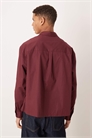 Рубашка из поплина оверсайз прямого кроя бордового цвета артикул 152706165