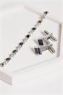 Кулон из чёрного камня на цепочке с крестиком артикул 155391299