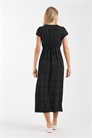 Платье средней длины с завязкой спереди и кружевными деталями, с черным принтом в горошек артикул 152117225
