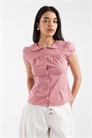 Рубашка с воротником «Питер Пэн» и короткими рукавами артикул 155541531