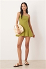 Мини-сарафан из хлопка и льна с бретелями и формованной частью на груди артикул 152322634
