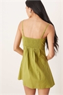 Мини-сарафан из хлопка и льна с бретелями и формованной частью на груди артикул 152322634