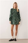 Мини-платье с длинными рукавами и цветочным принтом зеленого цвета артикул 153720162
