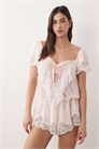 Комбинезон с кружевным подолом и бантиком артикул 154314005