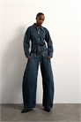 Tolu Coker x Topshop джинсовый комбинезон с широкими брючинами и круглым вырезом глубокого синего цвета артикул 151965420