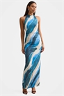 Макси-платье из джерси с абстрактным принтом синего цвета артикул 153251610