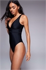 Купальник Essentials с глубоким вырезом черного цвета артикул 136643846