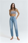 Джинсы-клин с высокой талией в стиле «mom fit» артикул 155690534