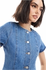 Джинсовая рубашка с короткими рукавами на пуговицах артикул 144136251