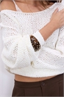 Свитер с лодочным вырезом из сетчатого трикотажа, цвет экрю артикул 156250912