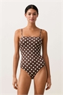 Купальник-бандо с пике и гороховым принтом артикул 156166780