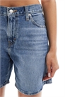 Джинсовые шорты свободного кроя с высокой талией артикул 134157983