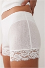 Полупрозрачные шорты-пижама с ребристой текстурой и кружевной отделкой артикул 153840921