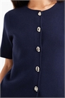 Компактный кардиган из трикотажа с короткими рукавами и контрастными пуговицами артикул 151058160