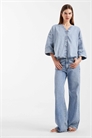 Джинсовая кофта с короткими рукавами и свободным кроем артикул 153084246