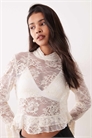 Блузка из смешанного хлопка с нежным кружевом и оборками артикул 155144916