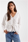 Блузка с длинными рукавами и вышивкой, с акцентом на талии артикул 154694253