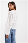 Блузка с длинными рукавами и вышивкой, с акцентом на талии артикул 154694253