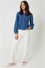 Джинсовая блузка с рюшами артикул 155550336