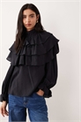Блузка в стиле бохо с рюшами и высоким воротником артикул 151737156