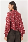 Топ с длинными рукавами, воротником с оборками и цветочным принтом артикул 153720137