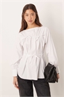 Блузка из поплина с рюшами и завязками спереди артикул 153087635