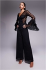 Комбинезон с элементами корсета и рукавами с кружевными оборками артикул 151300461