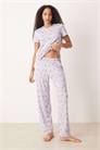 Пижамный комплект из футболки и брюк с прямыми брючинами артикул 148194516