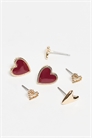Набор из 3-х сережек-гвоздиков с рисунком в виде сердечка артикул 152119529