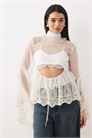Блузка Anyssa с кружевной окантовкой и оборками артикул 153757150