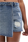 Юбка-шорты из потертого денима артикул 133792734