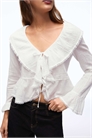 Блузка в стиле рустик с длинными рукавами и оборками артикул 155940759
