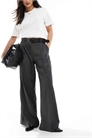 Брюки с высокой талией и широкими брючинами артикул 141858540