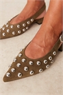 Балетки «Леонора» с заклепками и открытой пяткой артикул 146784355