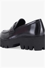 «COMPTON» — стильные лоферы из черной кожи на блочном каблуке артикул 139842192