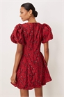 Мини-платье с цветочным жаккардовым принтом и буфчатыми рукавами артикул 154057288