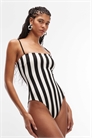Купальник с квадратным вырезом и несколькими полосками артикул 155250768